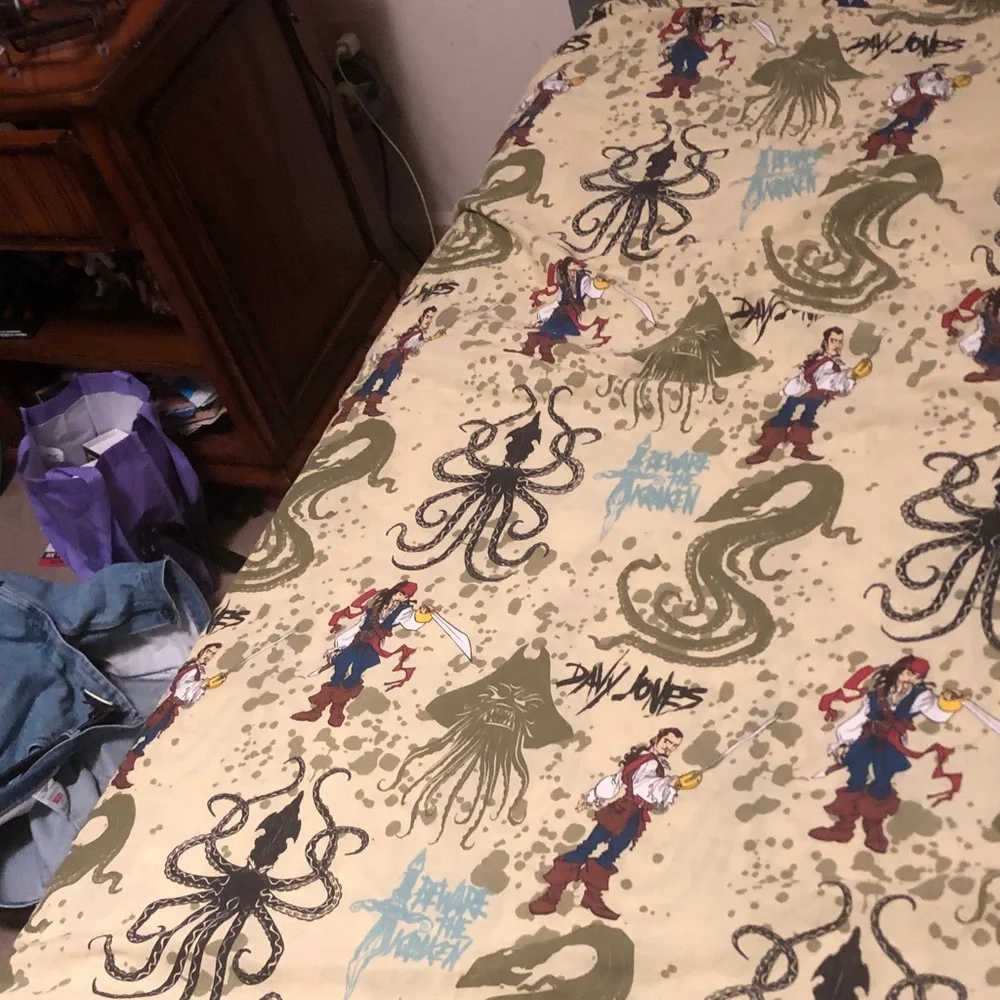 Pirate & Kraken Printed Bedding Sheet - Beige Background